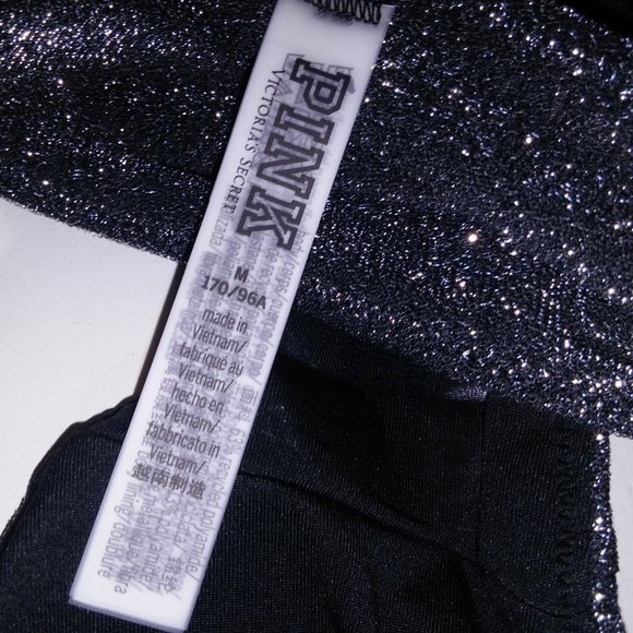 Victoria Secret‎ PINK Swim One Piece Medium Black Silver Cutout Sparkle Glittery - Picture 9 of 11